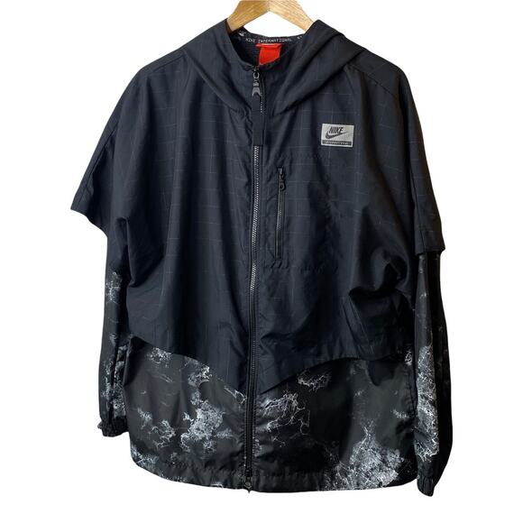 Nike International Marble Windrunner Jacket Black Marble Map Women's Large New - Picture 1 of 11